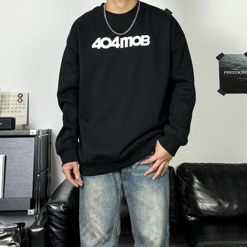 404MOB经典LOGO基础款卫衣男女春秋宽松加绒加厚情侣国潮百搭上衣