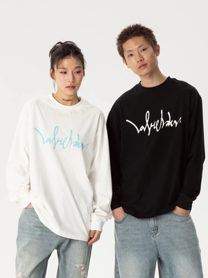 LOVEMELATER王以太主理汪苏泷同款手写体logo印花长袖T宽松上衣