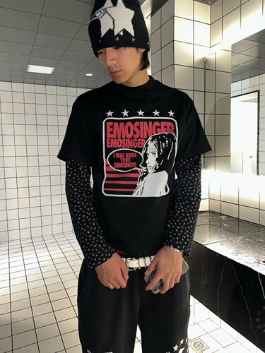 BurningDreamers 美式复古vintage人像印花休闲宽松情侣短袖T恤