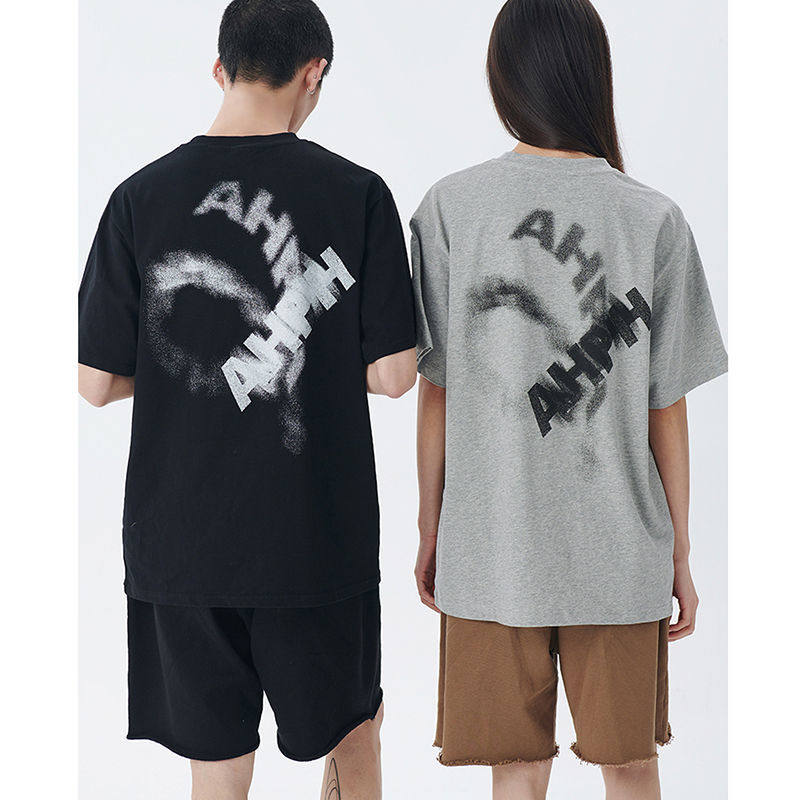 AHPH22SS国潮牌烟雾印花短袖T恤情侣装宽松纯棉半袖体恤男女同款
