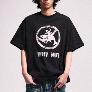 T恤美式 2727WORLD not趣味恶搞纯棉短袖 why 复古街头国潮 法老同款