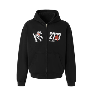 27WORLD 法老同款发泡摇滚斑点狗开衫卫衣国潮美式复古街头男女潮