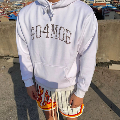 404MOB原创国潮印花加绒加厚连帽卫衣男春秋美式高街情侣长袖上衣