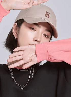 keios棒球帽男女百搭鸭舌帽子软顶可调节亲肤舒适棉小熊显脸小