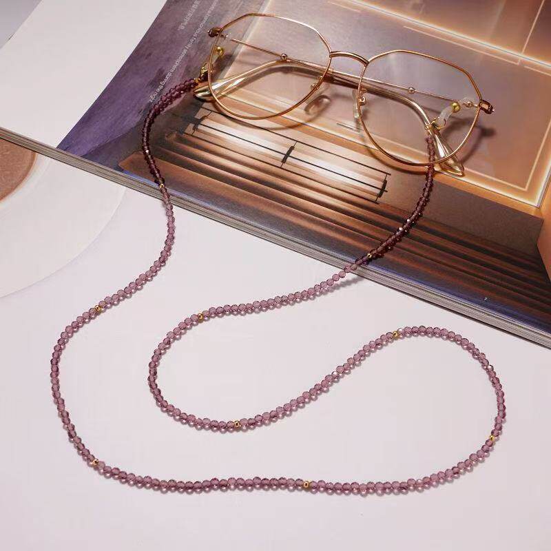 厂家现货多色水晶眼镜链口罩链眼镜链水晶串珠眼镜链口罩复古挂绳