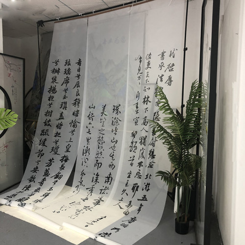 定制超大幅宽不虚边双面半透明纱布画画心屏风软帘卷挂帘婚礼美陈 - 封面