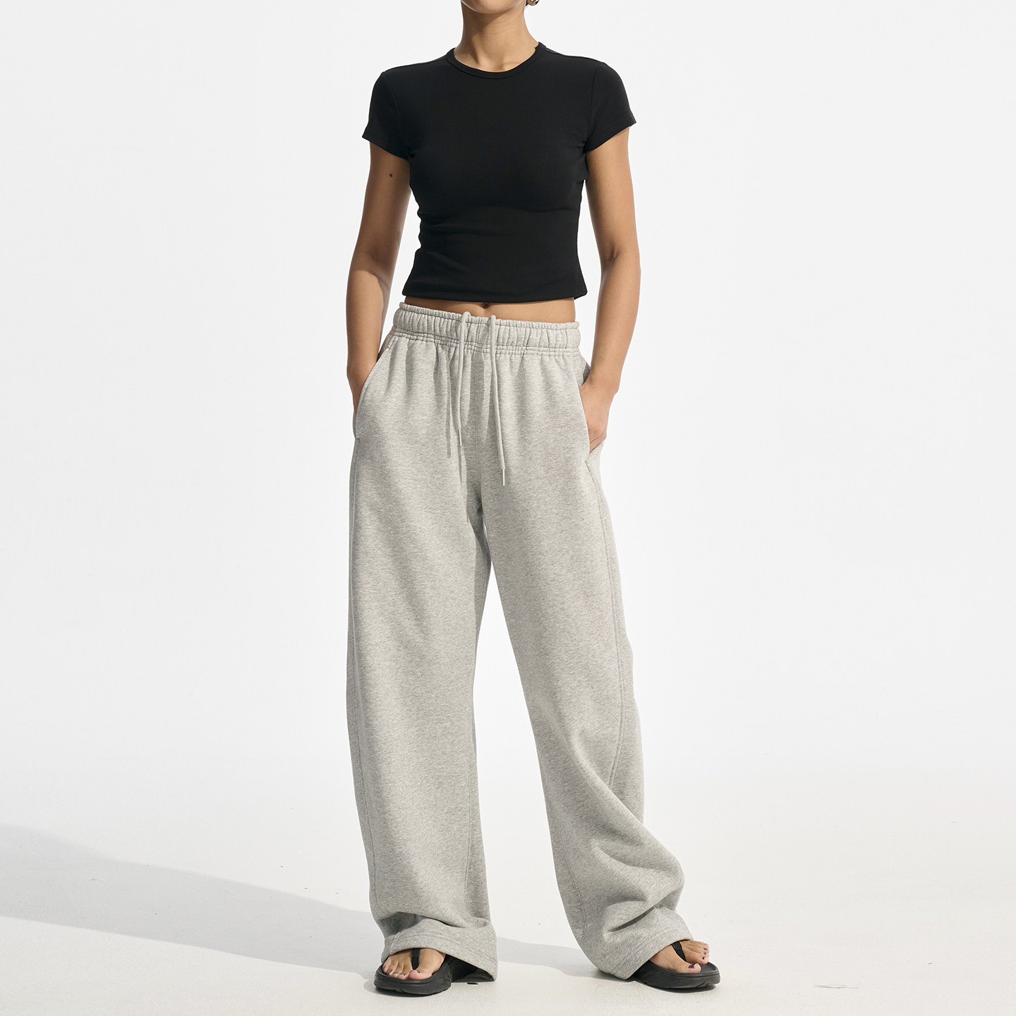 Decemarch加绒厚款弯刀裤 冬季卫裤香蕉裤运动裤宽松休闲裤松紧