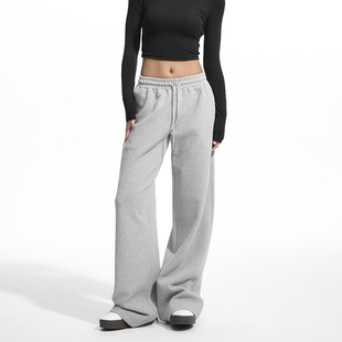 运动裤 松紧腰辣妹直筒长裤 女 休闲裤 Decemarch低腰欧美风宽松卫裤