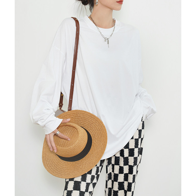 美式复古宽松圆领长袖T恤