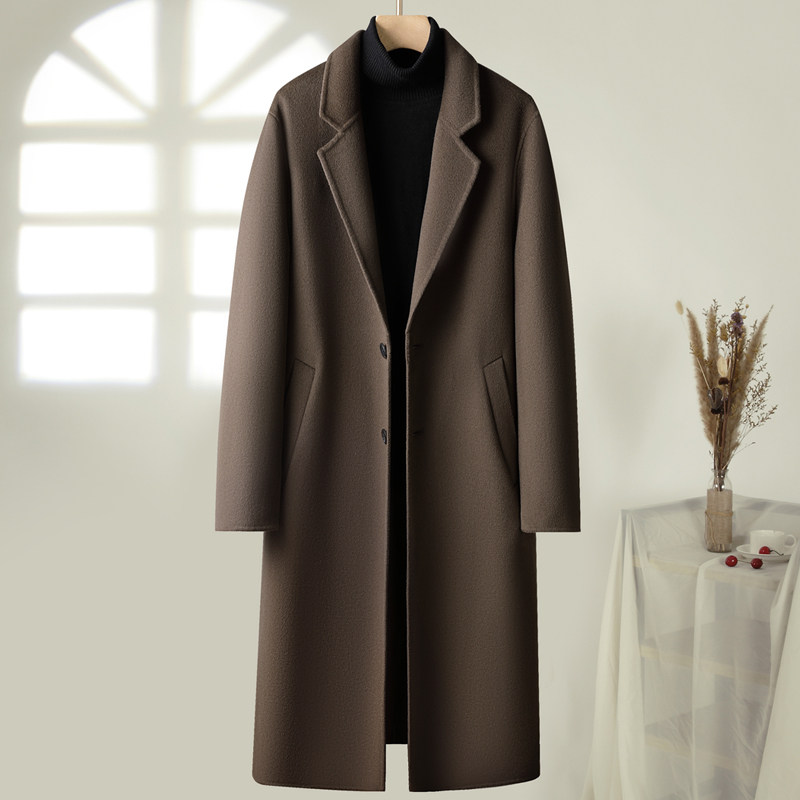 法式双面呢羊绒大衣男士秋冬新款单排扣休闲长款羊毛呢风衣,男装,毛呢大衣,淘宝优惠券,粉丝福利购,淘宝优惠卷