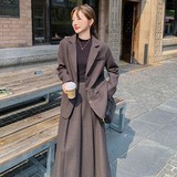 高级感毛呢西装套装裙女2024冬新款韩系复古a字半身裙加厚两件套，女装套装/套裙，小麦子服饰
