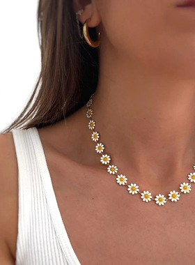 欧美跨境创意时尚滴油合金花朵项链脚链简约百搭设计金属链条饰品