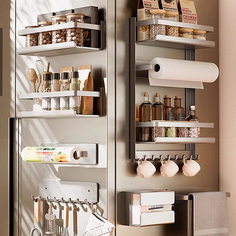 厨房置物架冰箱磁吸纸巾保鲜膜放调味罐酱油醋佐料收纳架组合套装,厨房/烹饪用具,厨房置物架/置物柜/角架,淘宝优惠券,粉丝福利购,淘宝优惠卷