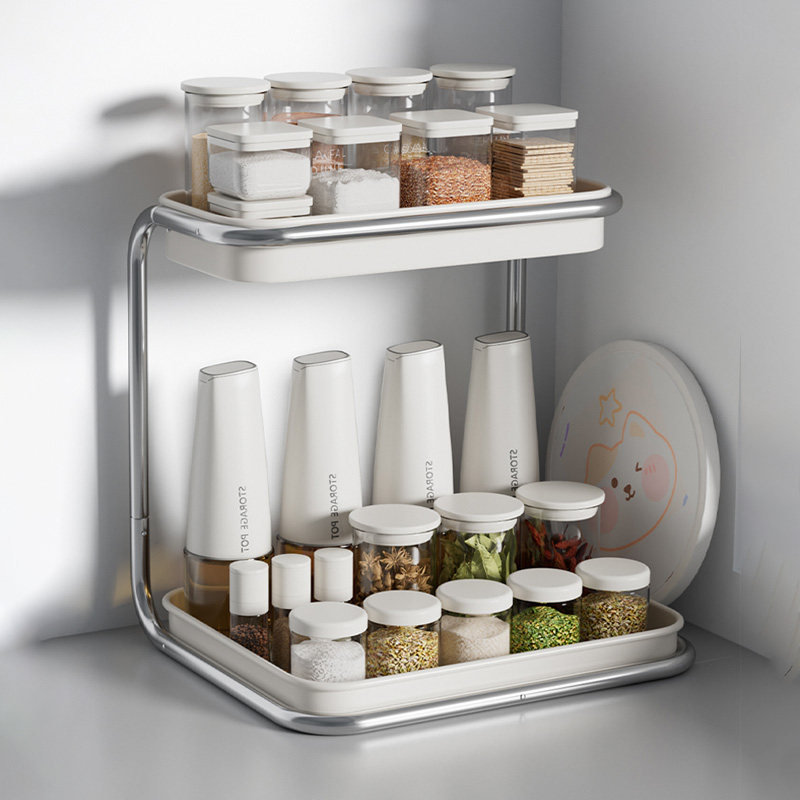 调料置物架厨房家用多功能不锈钢多层台面灶台转角调味料收纳架子