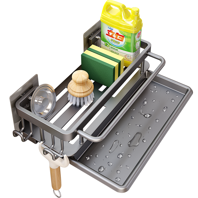 厨房懒人晾抹布沥水架水龙头水池洗碗洗洁精钢丝球收纳架水槽专用