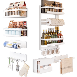 厨房置物架冰箱侧面磁吸挂钩收纳盒纸巾保鲜膜免打孔放调味料挂架