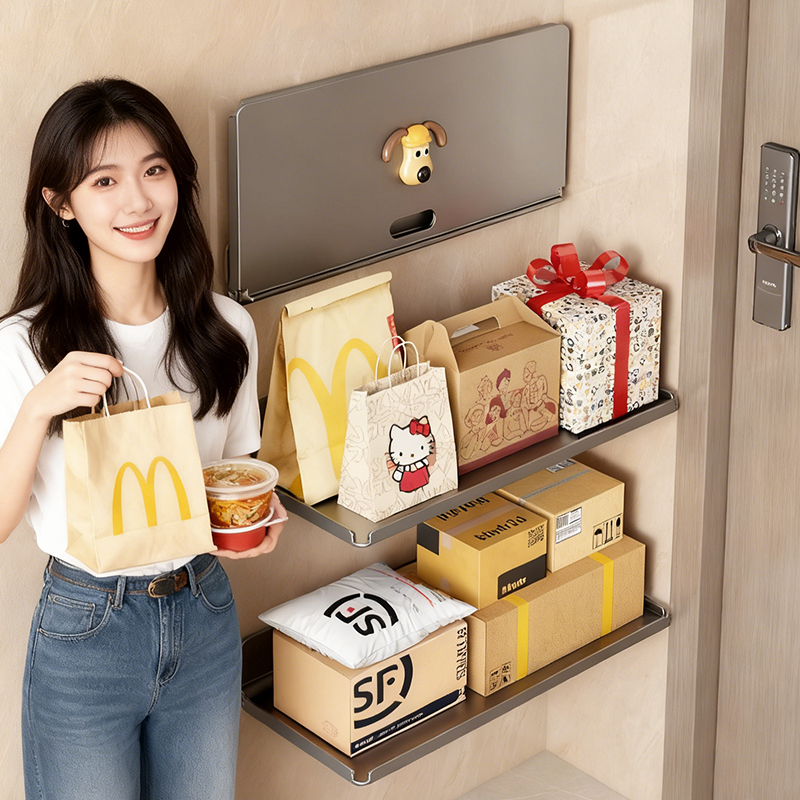 可折叠外卖置物架家用门口放置快递奶茶快餐整理货架多层收纳板子