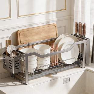 碗碟收纳架碗架不锈钢厨房水槽置物架沥水篮放筷子勺子碗盘沥水架