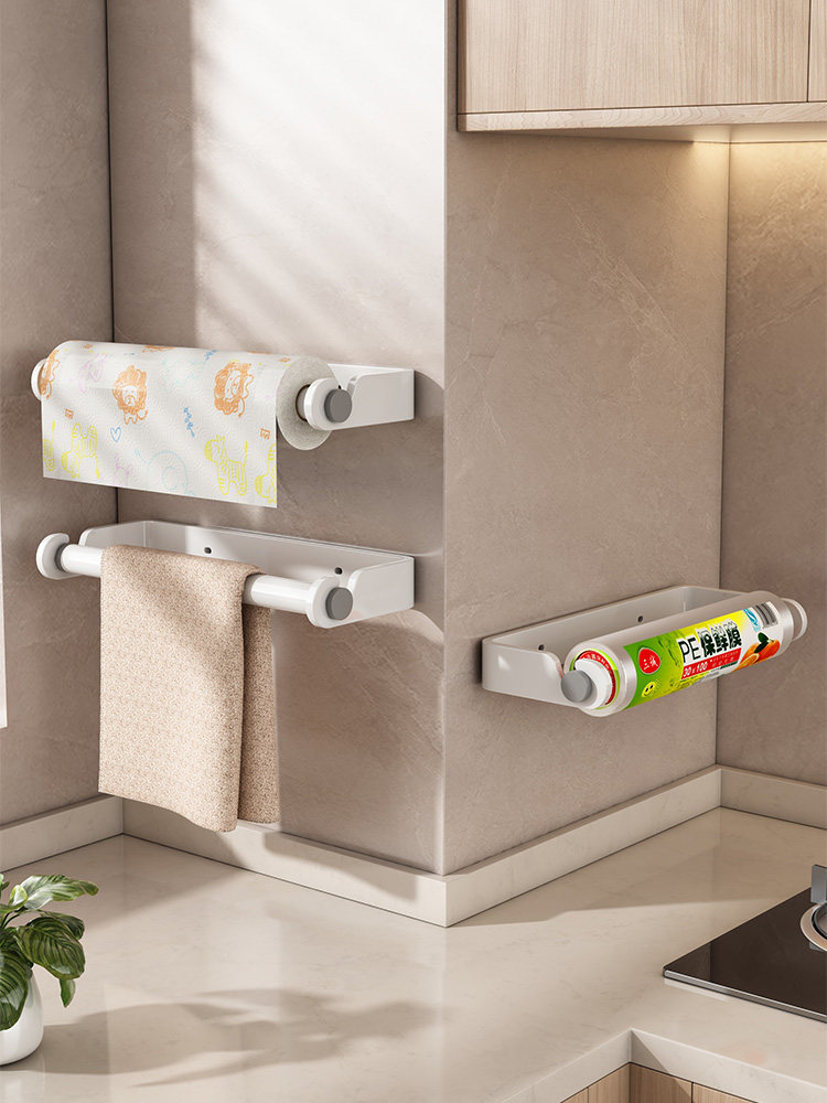 厨纸厨房纸巾架置物用纸卷纸收纳挂架免打孔保鲜膜懒人抹布杆挂钩,家庭/个人清洁工具,卷纸器/纸巾架,淘宝优惠券,粉丝福利购,淘宝优惠卷