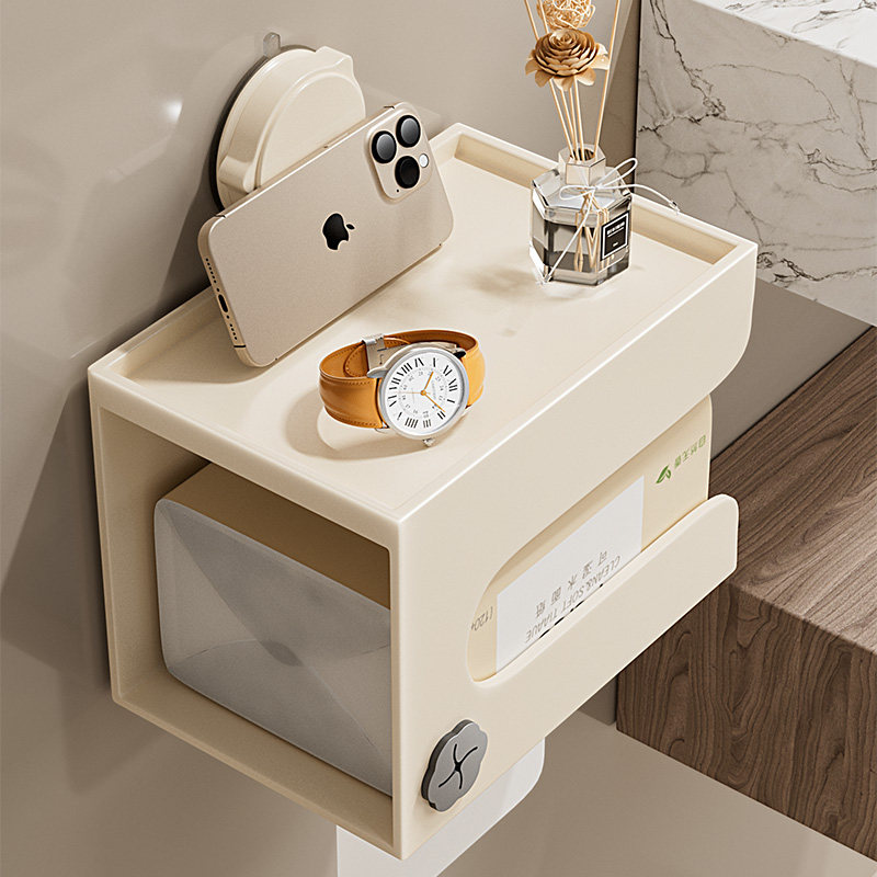 浴室吸盘纸巾盒洗脸巾收纳盒湿纸巾壁挂式卫生间家用厕纸架免打孔