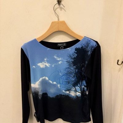 香港专柜代购agnes b 时尚照片印花百搭长袖T恤 25春夏女款