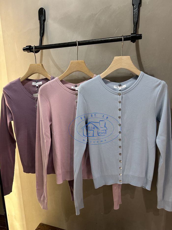 香港专柜代购agnes b.经典款按扣百搭长袖针织开衫 24春夏女装