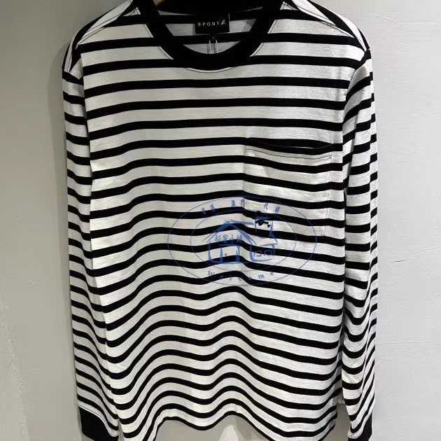 香港专柜代购agnes b.sport口袋条纹经典款长袖百搭T恤 24秋冬男