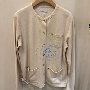 香港专柜代購agnes b 时纯色口袋圓領长袖卫衣外套 25春夏女款