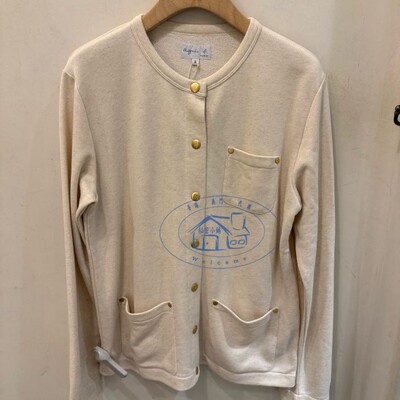 香港专柜代購agnes b 时纯色口袋圓領长袖卫衣外套 25春夏女款