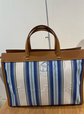 香港专柜代购agnes b 品牌logo真皮拼帆布單肩斜拷手提25春夏女包