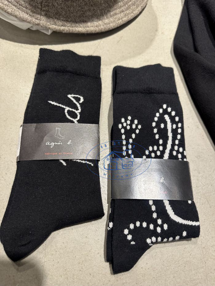 homm花纹图案花式百搭纯棉中筒袜子23秋冬男