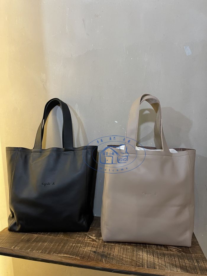 刺繡小logo牛皮簡約單肩手提包