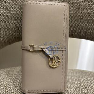 香港专柜代购agnes b.b字搭扣吊坠真皮女款搭扣长款钱包 24秋冬新