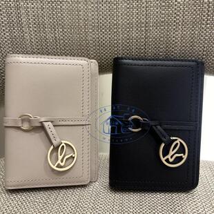 香港专柜代购agnes b.b字金属logo吊坠真皮女款短款卡包 24秋冬新