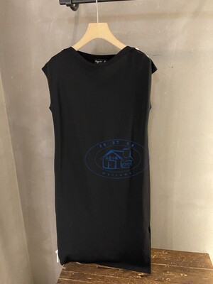 香港專櫃代購agnes b. 肩部紐扣一字領氣質無袖連衣裙 21春夏女裝