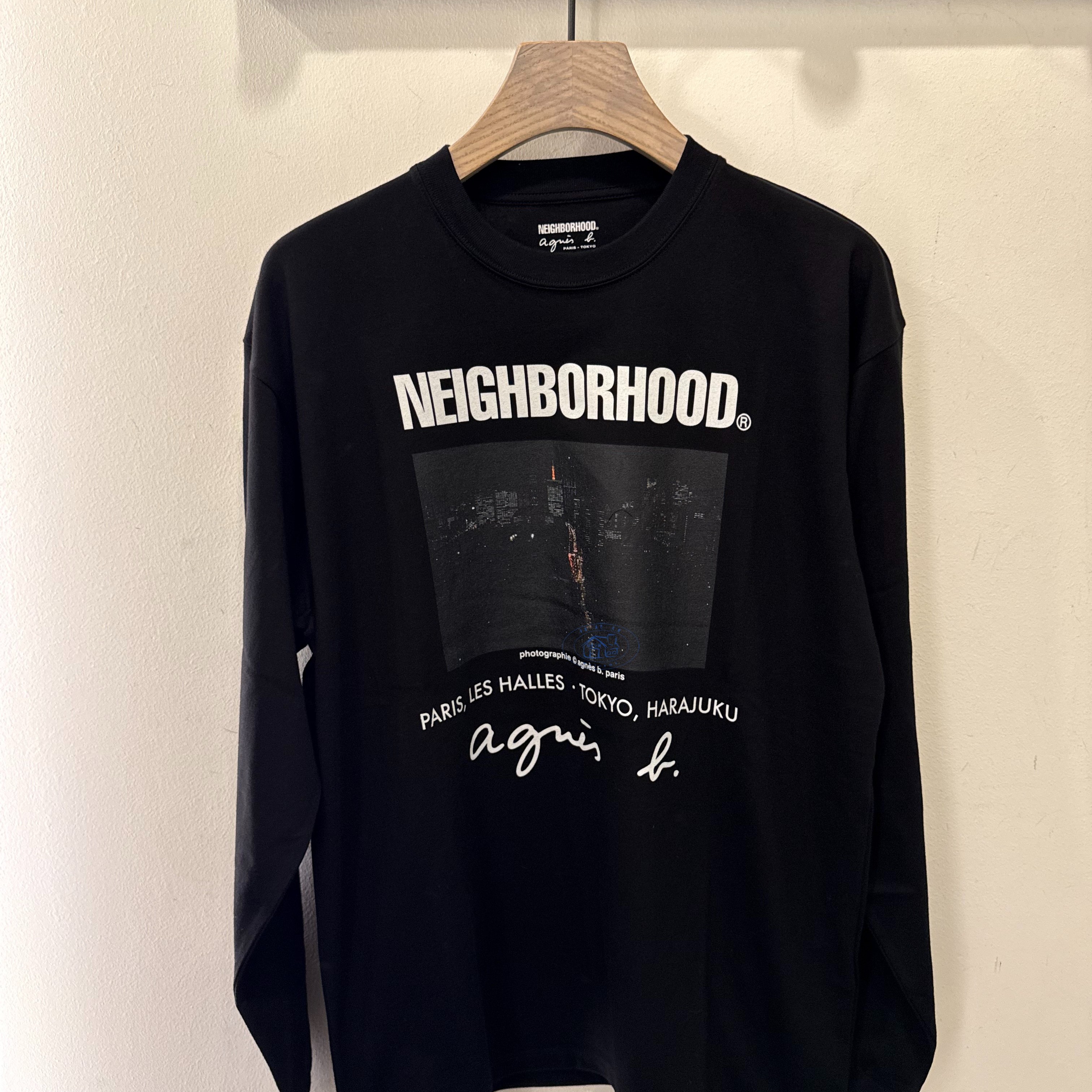 香港专柜代购agnes b NEIGHBORHOOD联名印花长袖T恤25秋冬男款