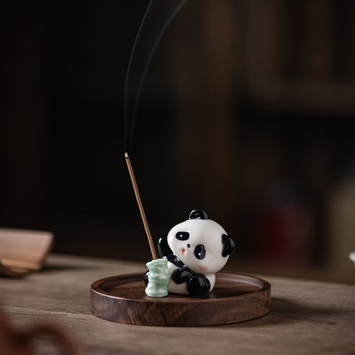 可爱国宝小熊猫线香炉摆件