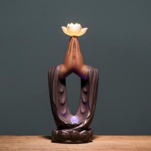 中式 饰 禅意创意佛手莲花陶瓷办公室摆件客厅博古架酒柜大号夜灯装