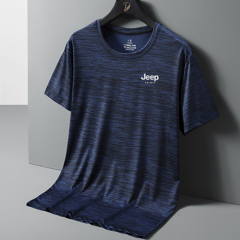 短袖T恤男夏季轻薄透气宽松速干户外运动大码时尚商务休闲打底衫