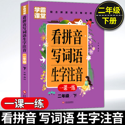 学霸课堂笔记看拼音写词语生字注音二年级2年级下册小学生语文专项训练同步练习册一课一练组词语造句汉字描红字帖田字格拼读