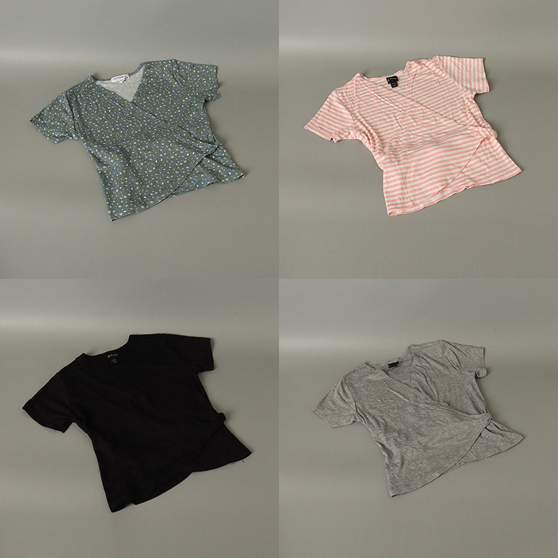 外贸夏季女童装短袖上衣半袖T恤两用穿坎肩外套系带短款