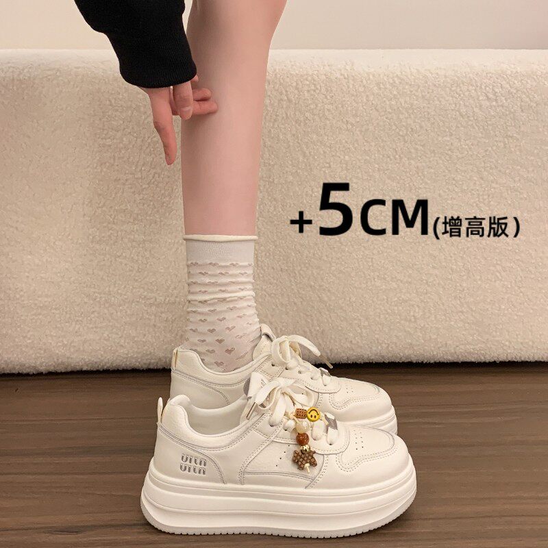 【商场同款】真皮厚底小白鞋女款2026新款春季女鞋百搭巨好看增高