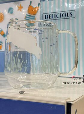 NITORI宜得利 白熊夏日好梦双层耐热玻璃马克杯家用办公水杯320ml