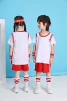 JCN03 светлая пластина с короткими рукавами белые + красные брюки