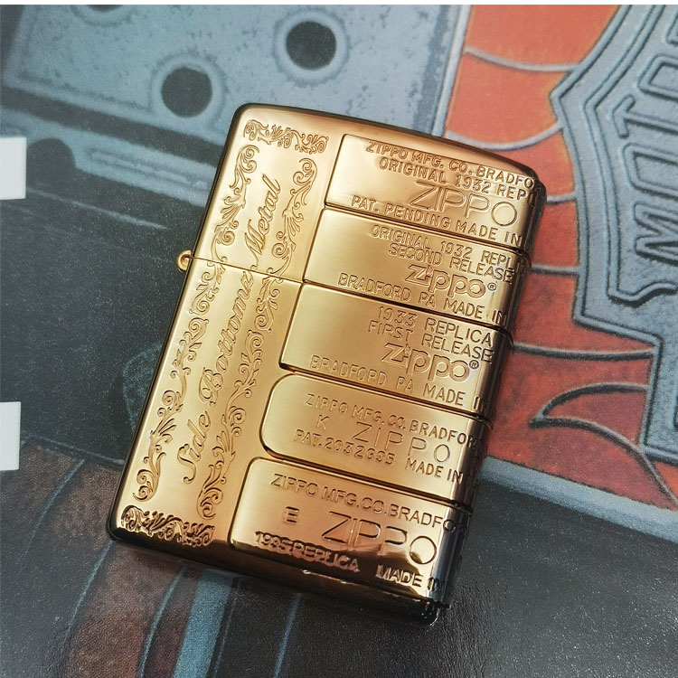 z打火机zippo正版送男友2020年度限量版熏铜复古刻字盔甲五代标志