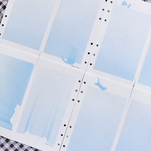 A6 Personal「猫影月光绸」原创手帐内页双面蓝 盐系计划拼贴书写