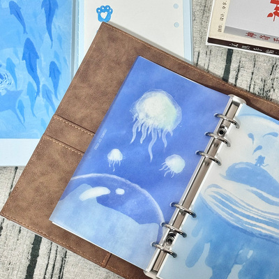 Personal「猫、海、你的诗」原创手帐硫酸纸 盐系海洋拼贴蓝色A6