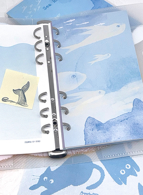 Personal分隔页「会有海记得」 原创手帐闪砂猫咪双面特种活页A6p
