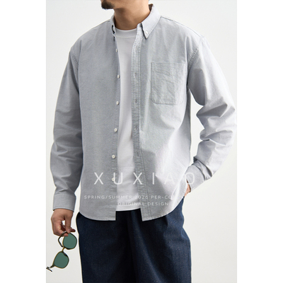 XUXIAO徐潇 轻熟老钱风纯棉休闲长袖衬衫男简约2026春夏商务外套
