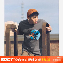 BDCT夏季日系潮牌滑轮印花短袖T恤男女宽松简约情侣装休闲打底衫